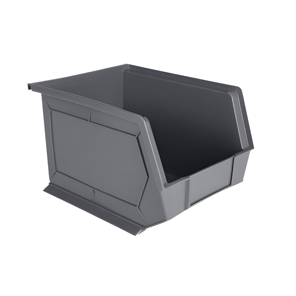 Gaveta plástica industrial número 6 gris, especial para estibas, logística y almacenamiento profesional
