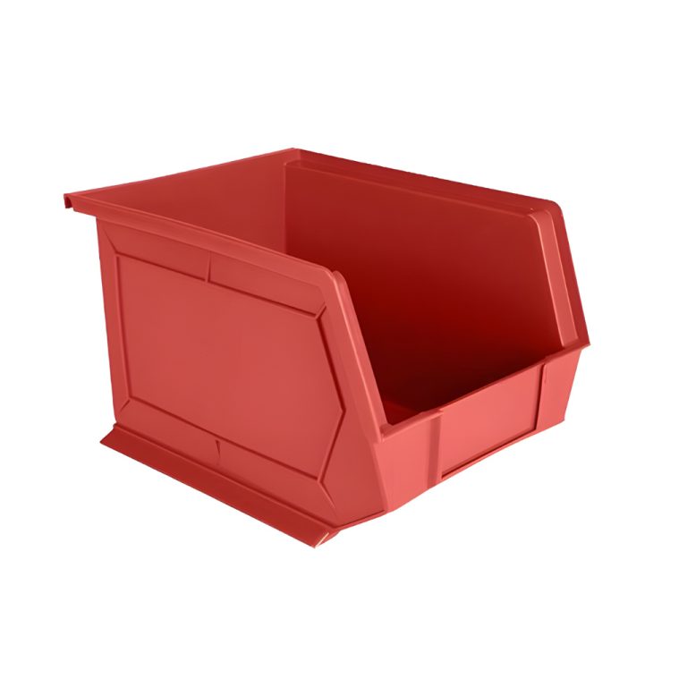 Gaveta plástica industrial número 6 roja, eficiente para la organización y clasificación visual en áreas operativas