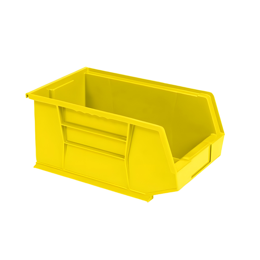 Gaveta plástica industrial número 7 amarilla, recomendada para organizar piezas voluminosas y rápida identificación en almacenes grandes