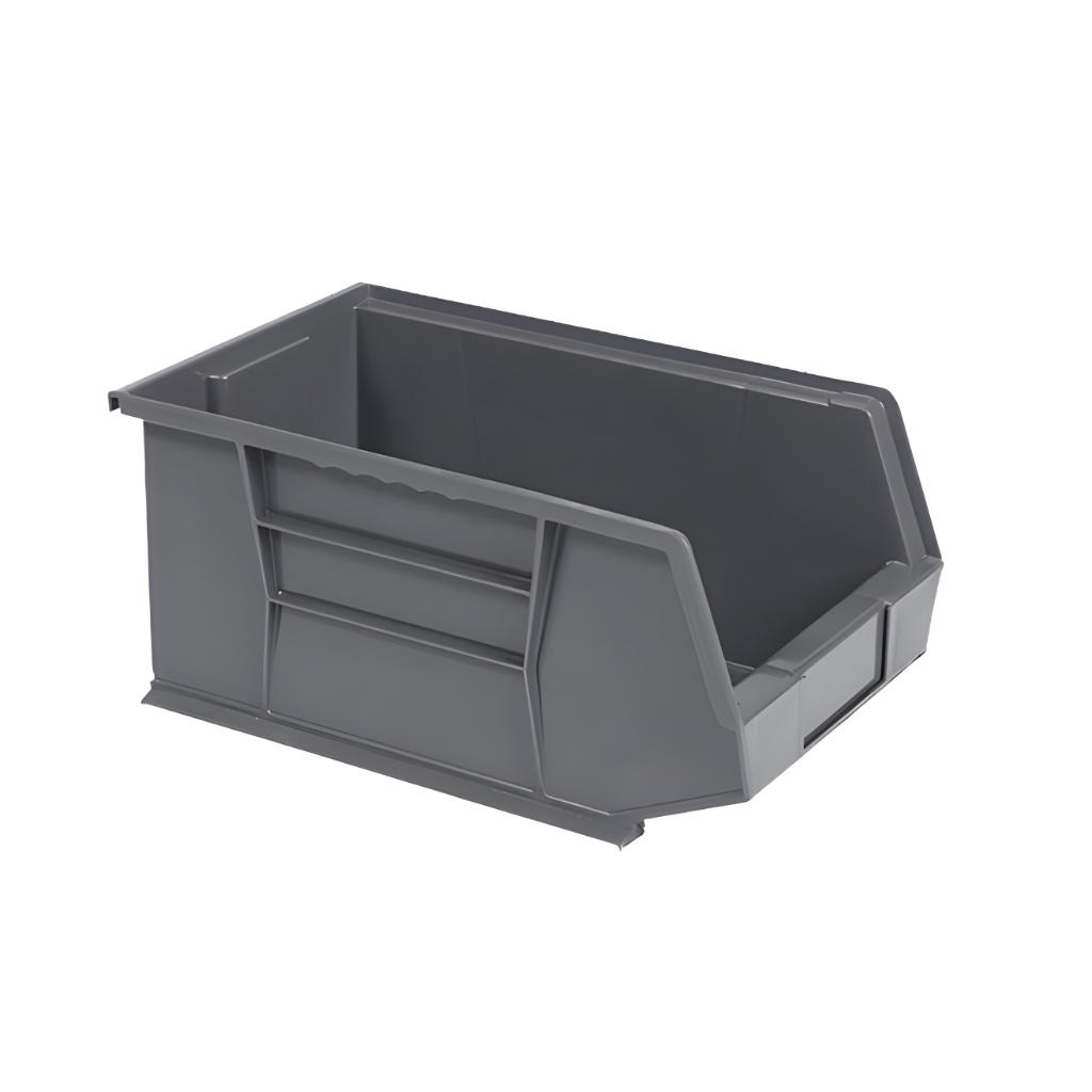 Gaveta plástica industrial número 7 gris, diseñada para la organización robusta y almacenamiento profesional en almacenes