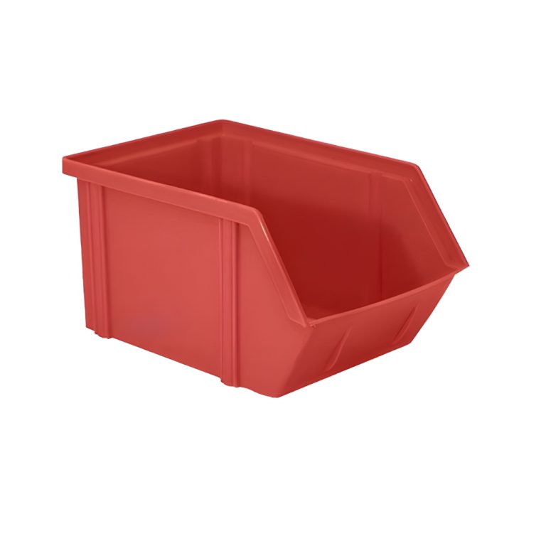 Gaveta plástica industrial número 8 roja, perfecta para clasificación visual rápida y separación de insumos industriales