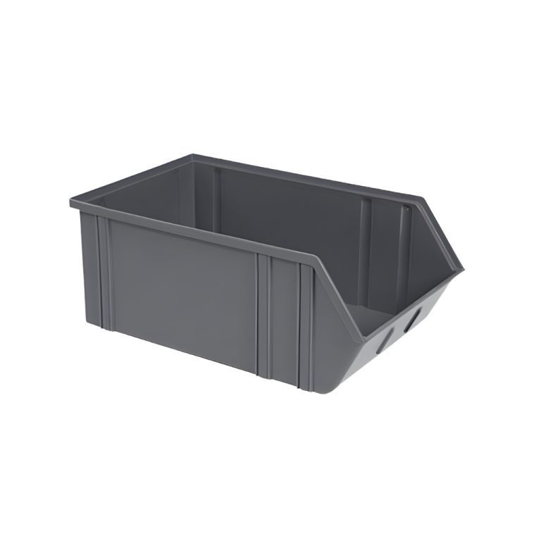 Gaveta plástica industrial número 9 gris, indicada para almacenamiento profesional y estibas de gran capacidad