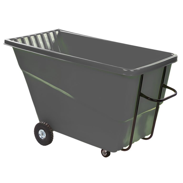 Volquete inclinable 1000 litros gris, contenedor industrial resistente para manejo y vaciado de materiales