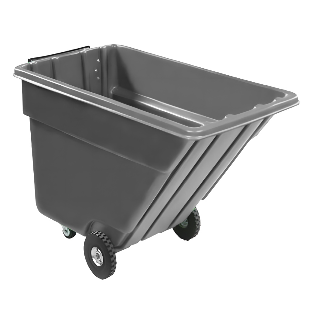 Volcador inclinable 750 litros gris, carro volquete móvil para industria y manejo eficiente de residuos