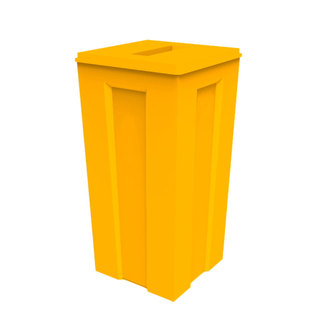 Papelera CCU-36 amarilla para reciclaje de envases plásticos, PET y latas