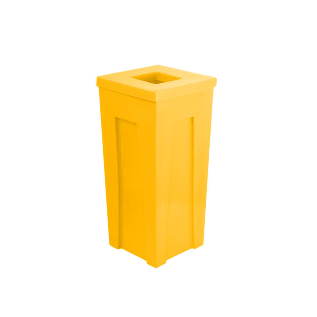 Papelera MYA amarilla para envases plásticos, PET y latas reciclables en México