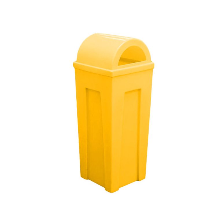 Papelera MYA tapa domo amarilla para envases plásticos, PET y latas reciclables en México