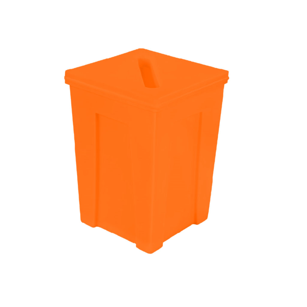 Papelera MYC naranja para residuos orgánicos no reciclables en México