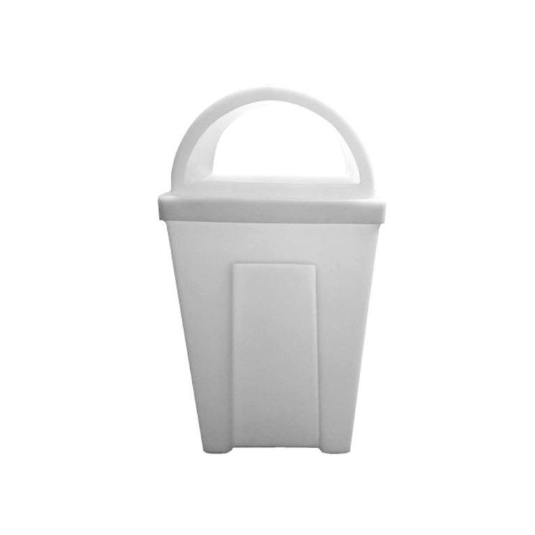 Papelera MYC tapa domo blanca para campañas de residuos especiales o personalización México