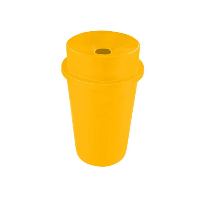 Papelera PA-145 tapa deslizante amarilla para envases PET, plásticos y latas en México