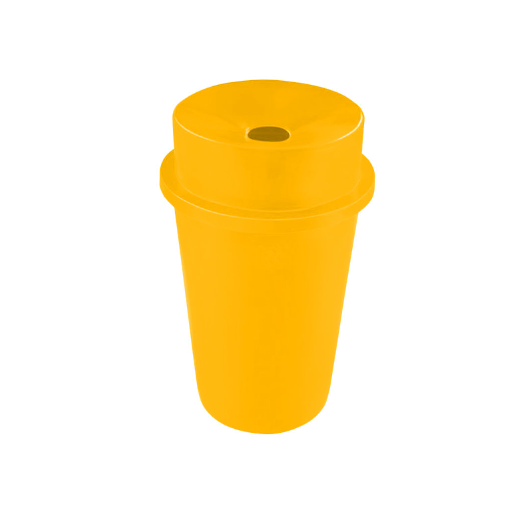 Papelera PA-145 tapa deslizante amarilla para envases PET, plásticos y latas en México