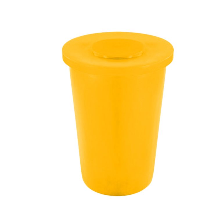 Papelera PA-145 tapa plana amarilla para envases PET, plásticos y latas reciclables en México