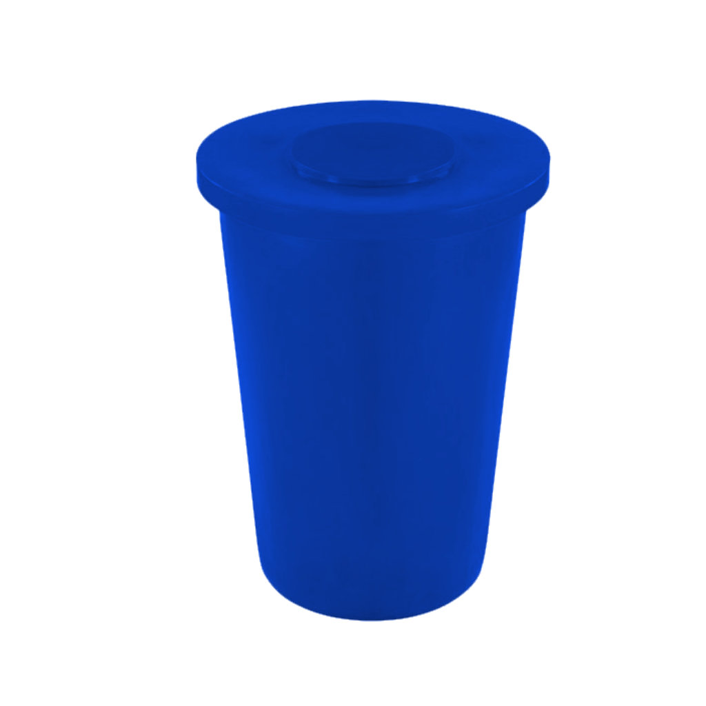 Papelera PA-145 tapa plana azul para reciclaje de papel y cartón en México