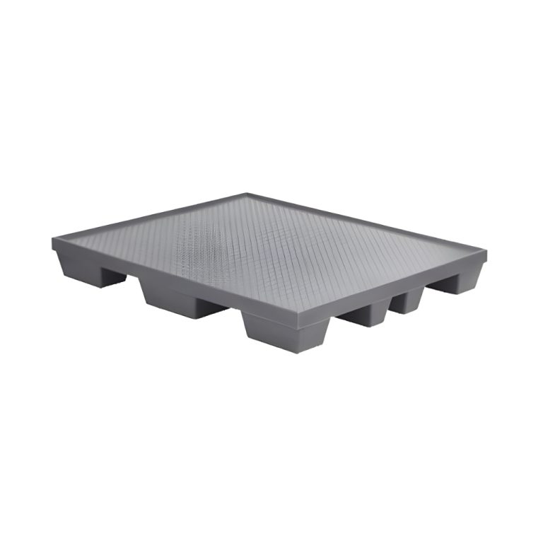 Tarima plástica WT-07 gris 126 x 105 x 16 cm, tarima cerrada con superficie antiderrapante y 4 entradas, carga dinámica 1000 kg para uso industrial