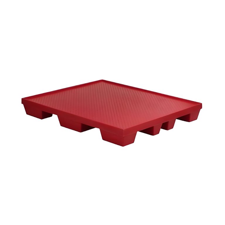 Tarima plástica WT-07 roja 126 x 105 x 16 cm, tarima cerrada con superficie antiderrapante y 4 entradas, carga dinámica 1000 kg para uso industrial