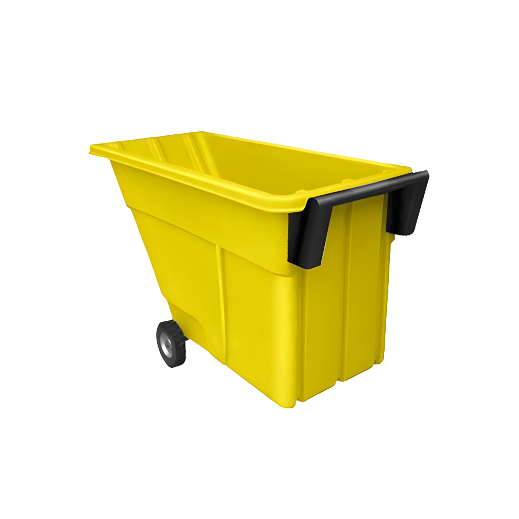 Volquete volcador 500 amarillo para industria, carro móvil para logística interna y vaciado en plantas