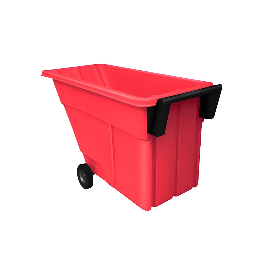 Volquete volcador 500 rojo de uso industrial, contenedor móvil para logística y vaciado de materiales