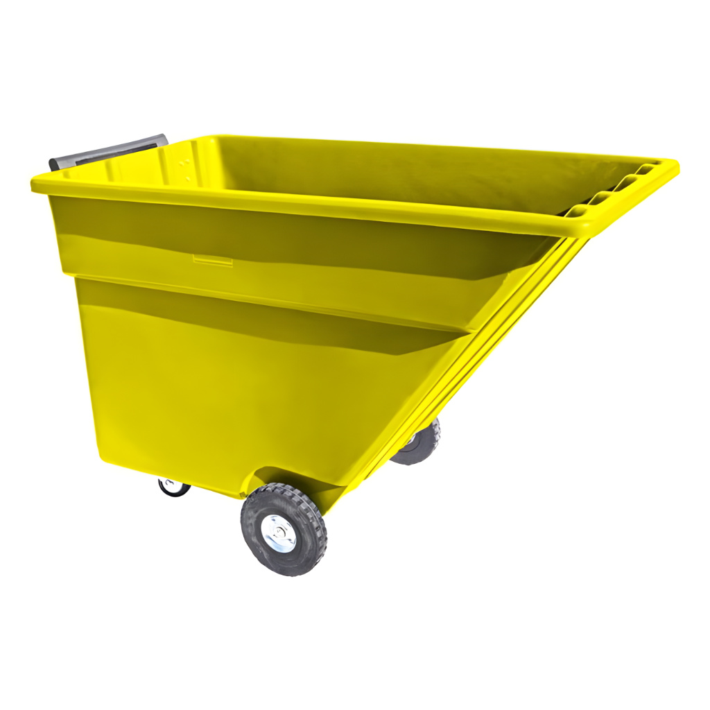 Volquete volcador 750 litros amarillo, carro para industria y manejo interno de materiales